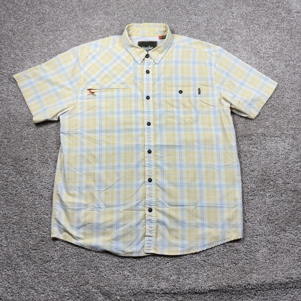 Howler Bros Mens H Bar B Tech Shirt Yellow Plaid Vented Fishing Shirt Large